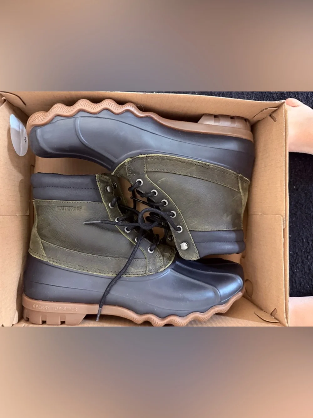 Men’s Sperry Brewster Top Sider Duck Boot Olive/Black Size 11 STS15804 Outdoor